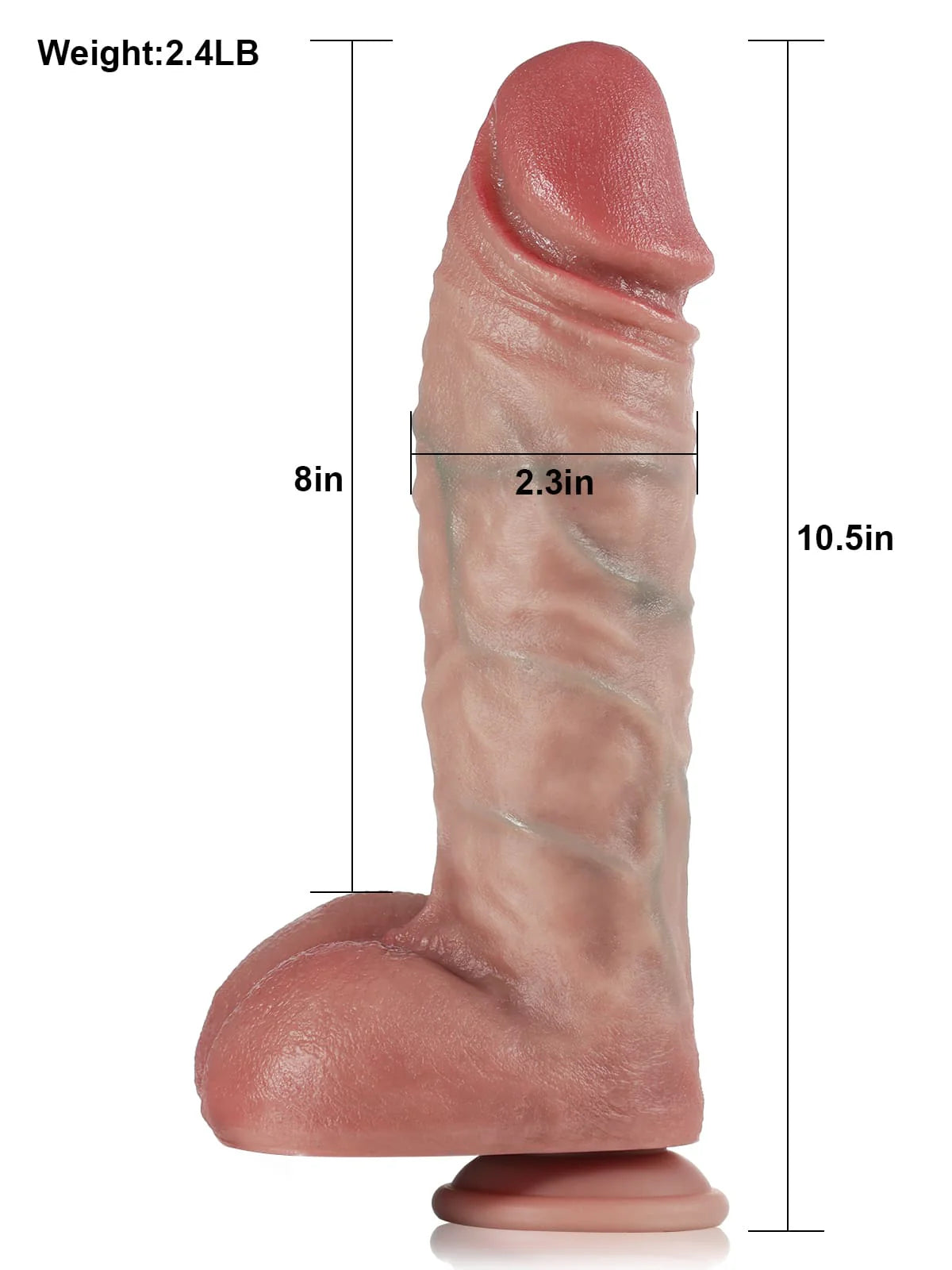 Jim 10.5" x 2.3" Huge Thrusting Pulsating Vibrating Dildo With Heating Function