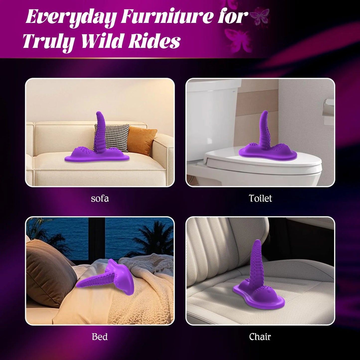 6.5" Insertable Purple Monster Riding Dildo