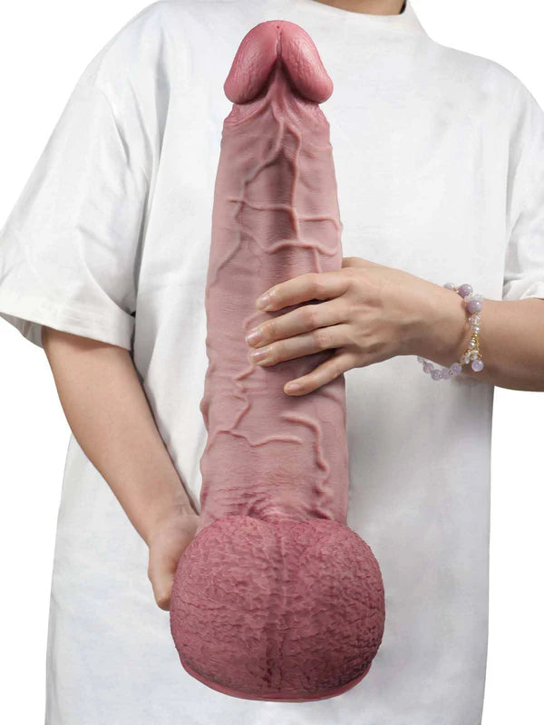 John 16" * 3.7"  Giant Curved Vaginal-Anal Suction Cup Dildo