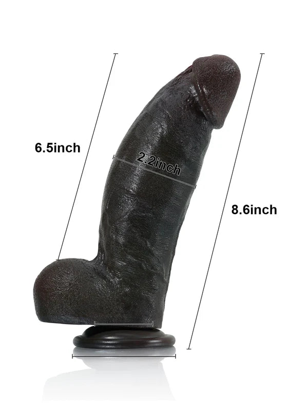 Smith 8.6"x 2.2"  Ultra-Soft Realistic Thick Black Dildo